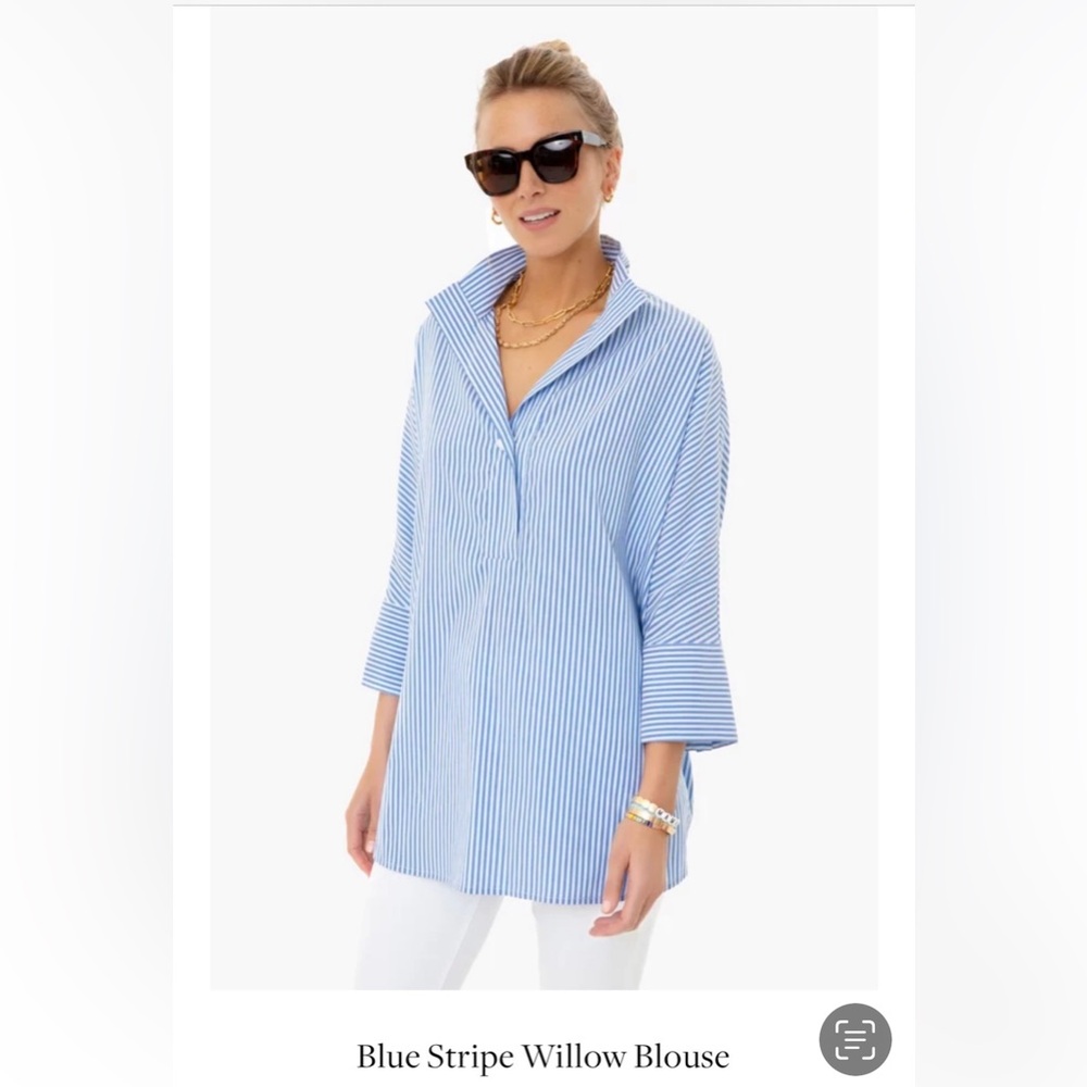 TUCKERNUCK Willow Blouse Blue & White Stripe XXL